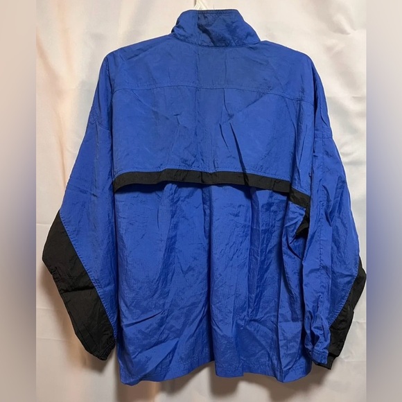 Vintage REEBOK 1/2 Zip Pullover Windbreaker Large Lightweight Black Blue 90s - Picture 2 of 10